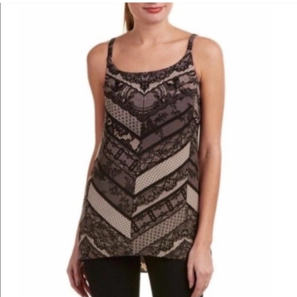 CAbi Black and Cream Lace Camisole Top